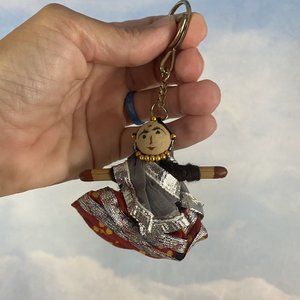 India Rajasthani Woman Cloth Puppet Multicolor Keychain Souvenir